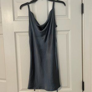 Motel Rocks Paiva Slip dress- Satin slate blue